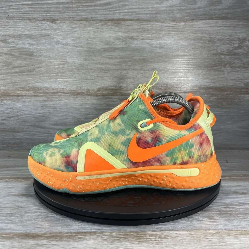 Nike PG 4 Basketball Shoes Orange Green Tie Dye CD5078-700 Mens Size 8
